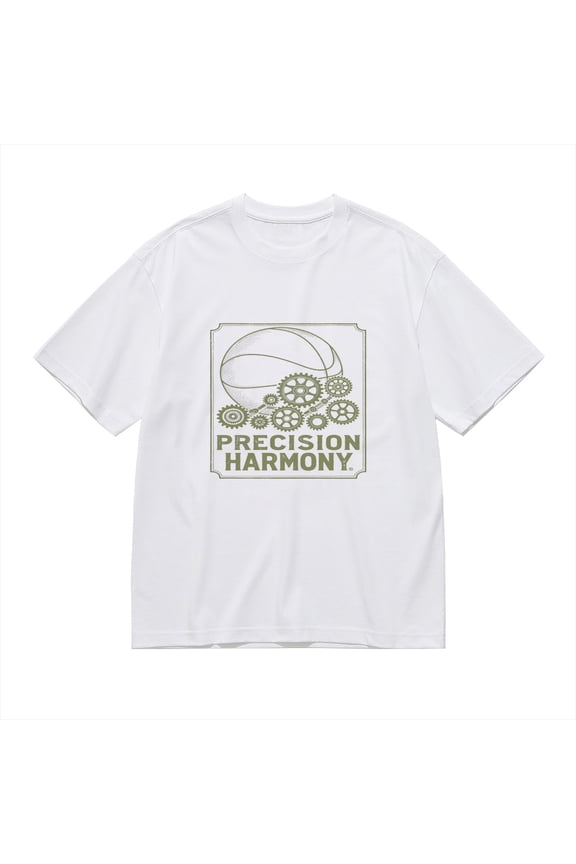 Precision Harmony, Gear Basketball Print, Vintage T Shirt, Cotton T-Shirt for Men, 23611194,S