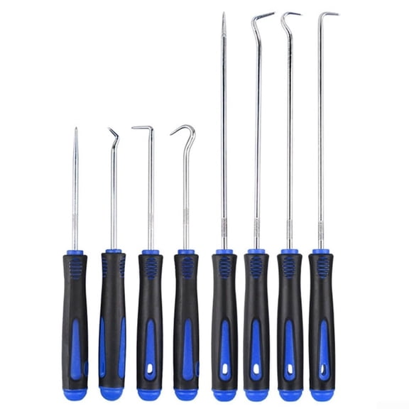 Precision Hook and Pick Set, 8-Piece Set Chrome Vanadium Steel Shaft, for Remove Hoses and Gaskets, Auto and Electronics Maintenance Tools-Blue