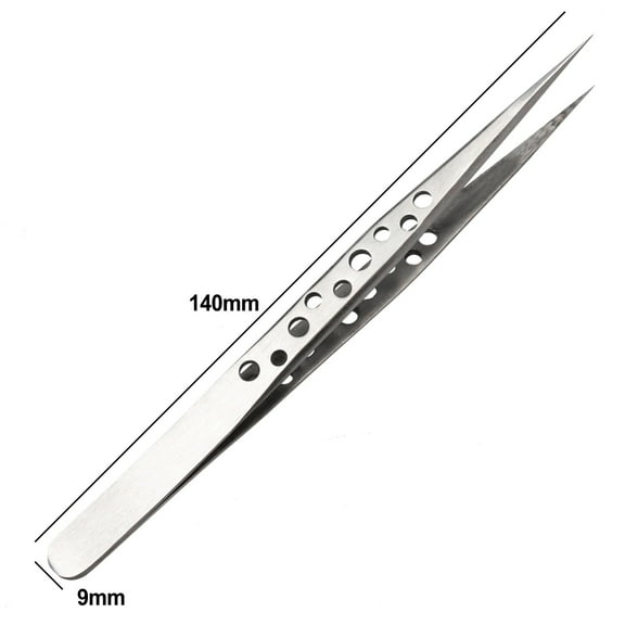 Precision Industrial Tweezers Stainless Steel Forceps Anti-Static Tweezers Electronics Parts Repair Maintenance Hand Tools Straight Tip Fangkenuo
