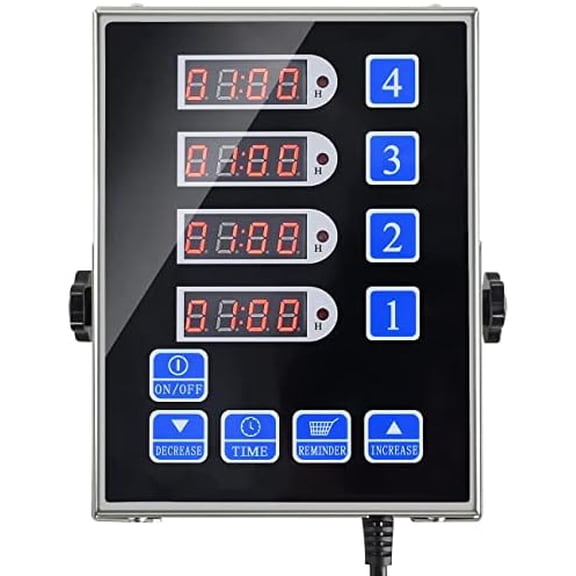 Precision Kitchen Timers for Cooking – 4 Channel Commercial Kitchen Timer Restaurant Kitchen Supplies – Stainless Steel Digital LED Chef Cooking Timer – Reminder Function, Loud Alarm, Black