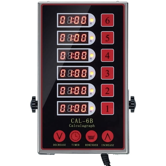 Precision s for Cooking 6 Channel Commercial Restaurant Kitchen Supplies Stainless Steel Digital LED Chef Cooking Timer Reminder Function, Loud Alarm, Black