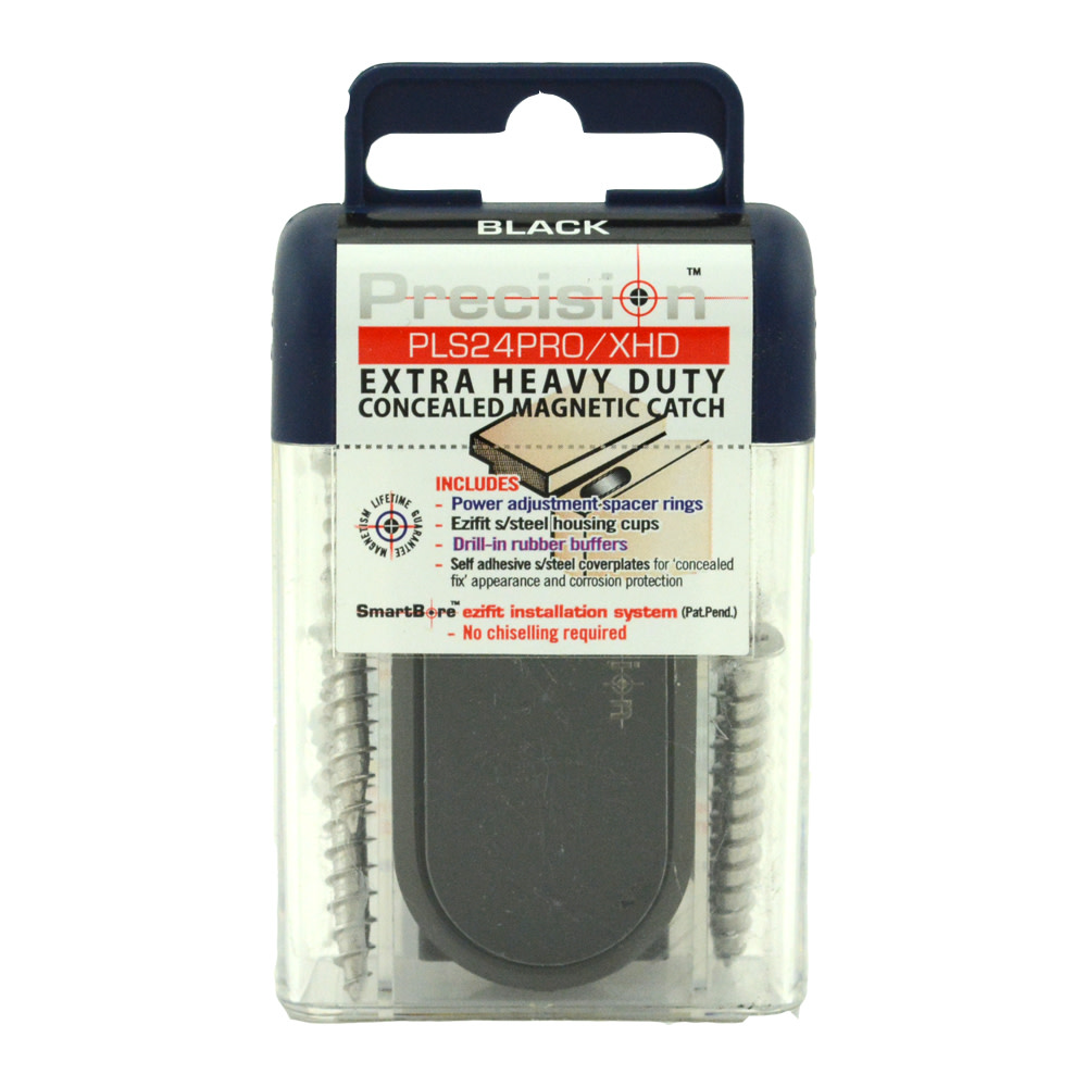 Precision Lock PLS24PROXHD-BLK Heavy Duty Magnetic Catch with Adjustable Strength, Black