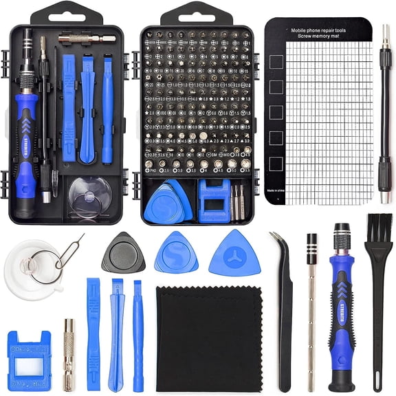 Precision Magnetic Screwdriver Set 124-Piece Electronics Tool Kit with 101 Bits, for Computer, Laptop, Cell Phone, PC, MacBook, iPhone, PS4, PS5, Xbox Repair