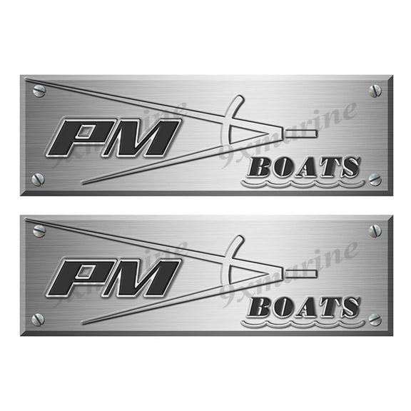 Precision Marine Old Style Boat Stickers Brushed Metal Look - 10" long