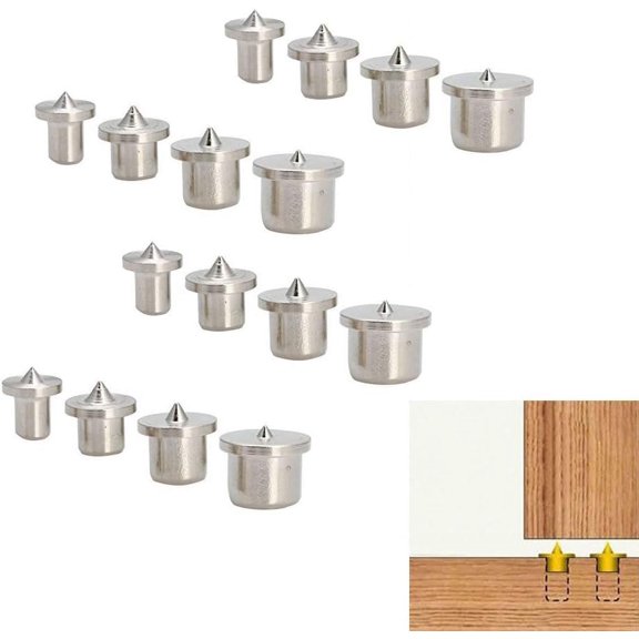 Precision Marking Drill Location Kit, Dowel Center For Woodworking, Multiple Sizes Steel Construction Hollowed Centers Chromed Plating, High Hardness For Wide Application