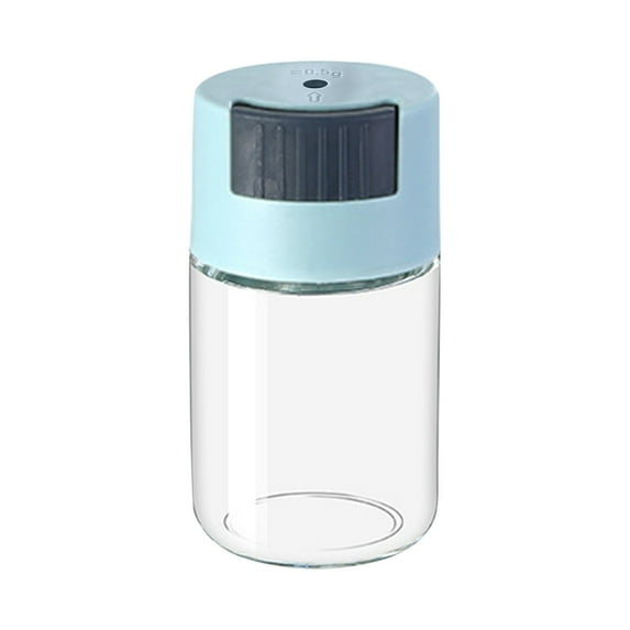 Precision Measuring Glass Spice Dispenser, Leak-Proof Push-Button Control Seasoning Bottle with 0.02 Oz Portion, Reusable Kitchen Pantry Storage for Salt Pepper Spices Powder, Durable Glass Container