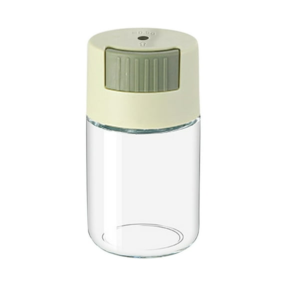 Precision Measuring Glass Spice Dispenser, Leak-Proof Push-Button Control Seasoning Bottle with 0.02 Oz Portion, Reusable Kitchen Pantry Storage for Salt Pepper Spices Powder, Durable Glass Container