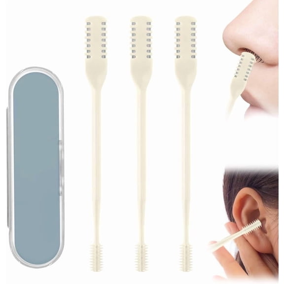 Precision Mechanical Nose Hair Trimmer, Stainless Steel 360° Rotating Groomer, Painless Manual Ear Hair Clipper with Brush