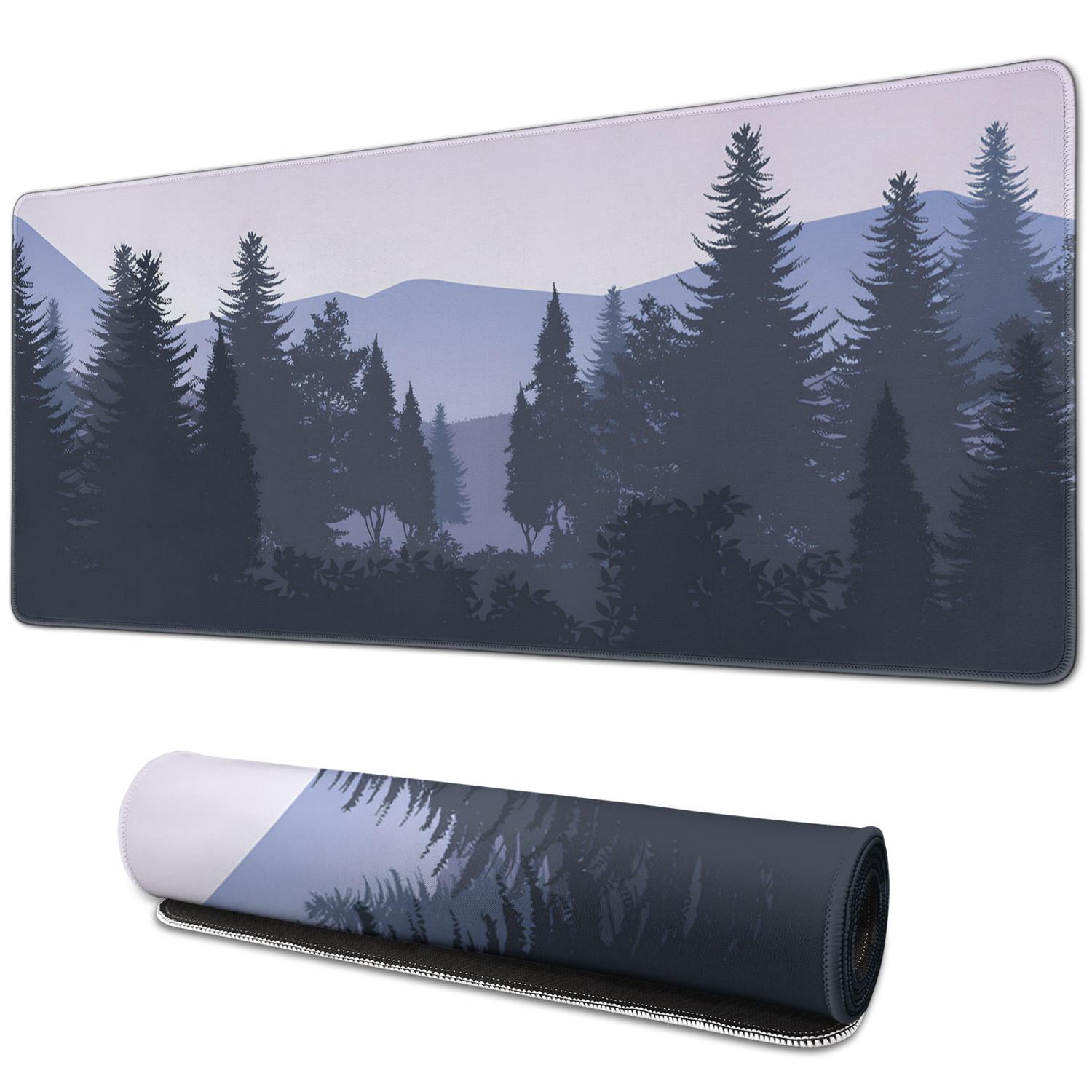 Precision Meets Aesthetics - Forest Background Large Mouse Pad, Extended Desk Mat with Non-Slip Rubber, Stitched Edges - Ideal for Gamers & Office Workers (31.5 x 11.8inches)
