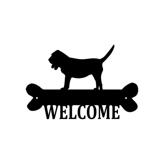 Precision Metal Art HOUNDDOG-18BLK 18 in. Pet Hound Dog Steel Laser Cut Wall Art With Welcome Script in Durable Black