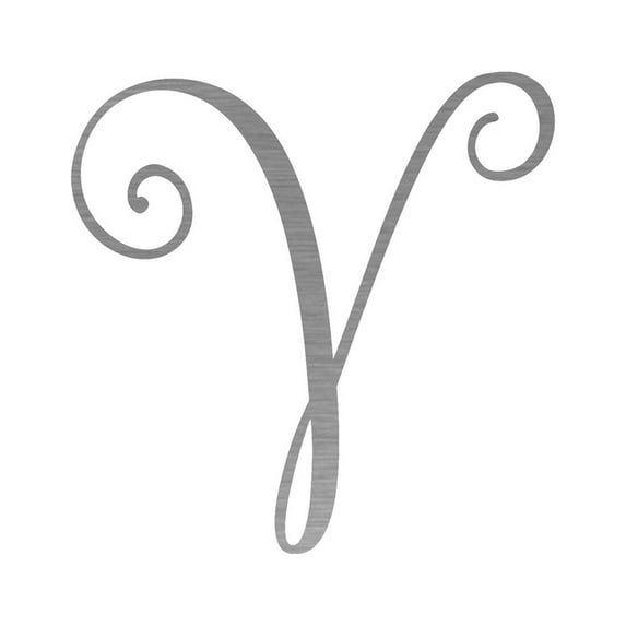 Precision Metal Art Initial Monogram Letter "V" Steel Laser Cut Wall Art-Finish:Shiny Steel,Size:18"