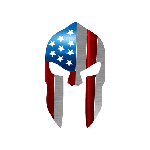 Precision Metal Art SPARTANAMFLAG-18PAINTED 18 in. Patriotic Spartan Helmet Steel Laser Cut Wall Art With Vibrant Color American Flag Pattern