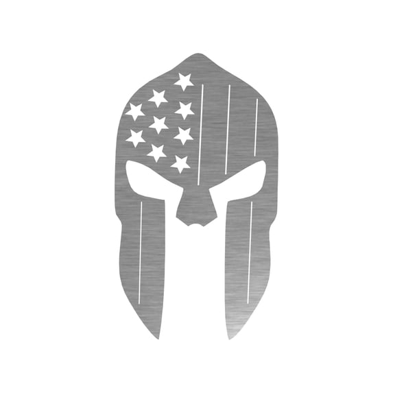 Precision Metal Art SPARTANAMFLAG-36SS 36 in. Patriotic Spartan Helmet Steel Laser Cut Wall Art With Shiny Natural Steel