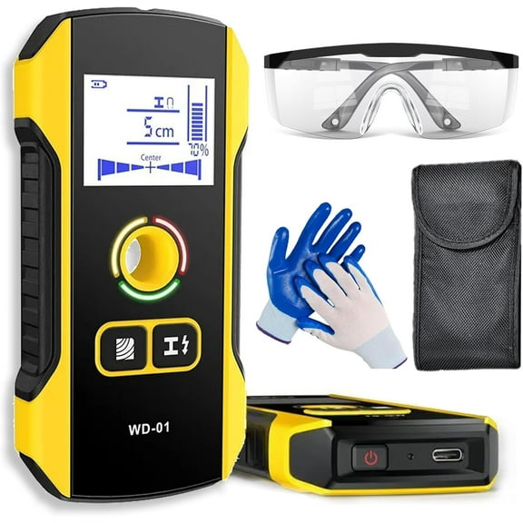 Precision Metal Detector Wall Scanner with Positioning Hole, 3-in-1 Digital Wall Detector Scanner, Stud Finder Wall Scanner for Detects Inside Wire, Deep Metal, Water Pipe, Floor Joists (WD-01)