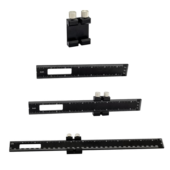 Precision Metal Slide Stop Scribing Ruler, 12, 8 6 Inch, Adjustable Measuring and Marking for Woodworking