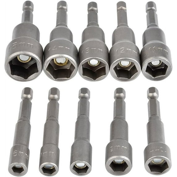 Precision Metric Hex Shank Nut Driver Set, Magnetic Nut Driver Bits With 1/4 Inch Hex Shank For Professional And Private Use