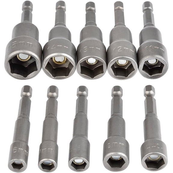 Precision Metric Hex Shank Nut Driver Set, Magnetic Nut Driver Bits With 1/4 Inch Hex Shank For Professional And Private Use