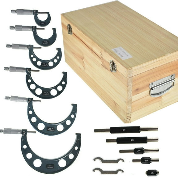 Precision Micrometer Metric 0-150mm (0-6"), Accuracy 0.01mm Precision Measuring Tool (6 Pack)