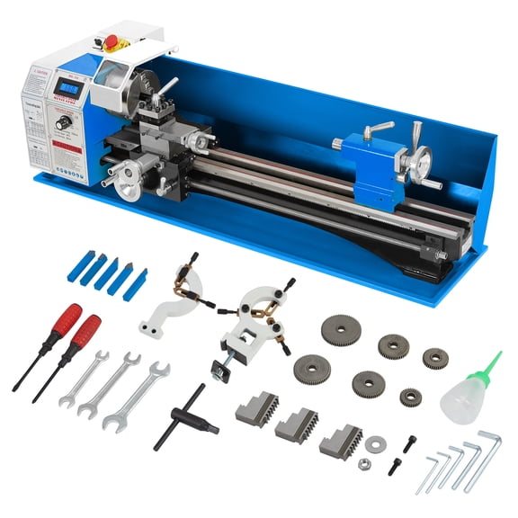 Precision Mini Metal Lathe 8" x 30" - 750W Brushless Motor - Adjustable Speed 0-2500 RPM - 3" 3-Jaw Chuck - Nylon Gears - Benchtop Metalworking Tool - With tool box, turning tool and light