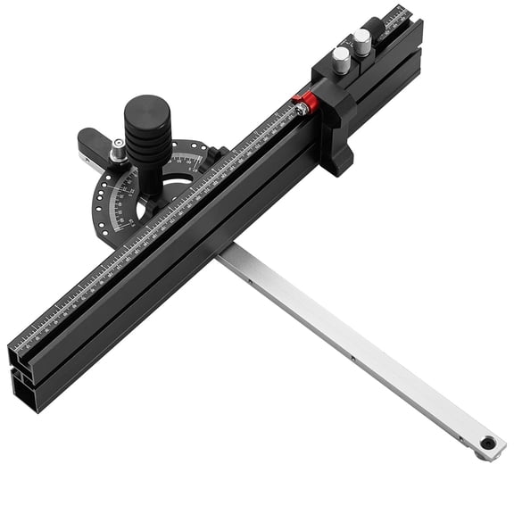 Precision Miter Gauge, 3/4x3/8 Inch Slot, Aluminum Alloy, 18 Inch Grating, 15 Angle Stops, Spring Plunger, Woodworking
