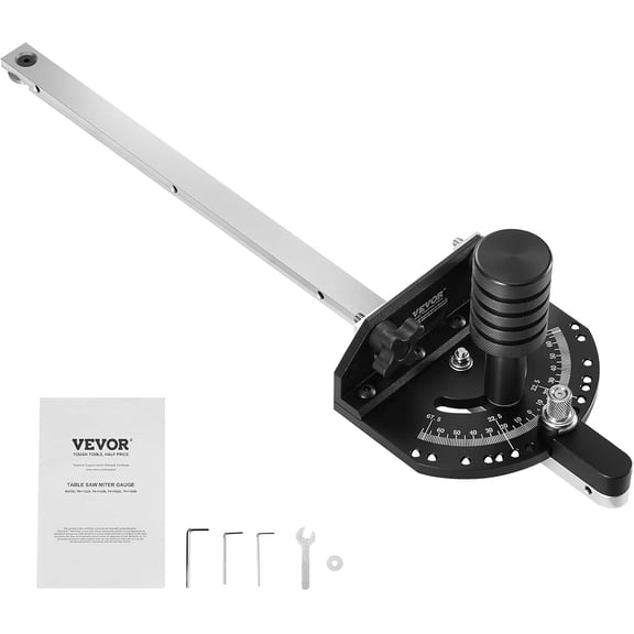 Precision Miter Gauge, Standard Slot 3/4'' x 3/8'', Aluminum Alloy Table Saw Miter Gauge with 15 Angle Stops Adjustable Spring Loaded Plunger and Removable Disc, for Woodworking Tool Table Saw