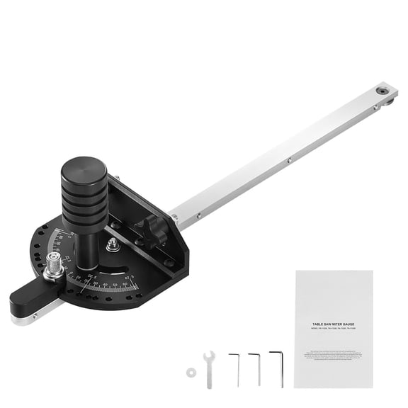 Precision Miter Gauge for Table Saws, 3/4" x 3/8" Slot Fit, Aluminum Alloy with 15 Angle Stops&Spring Plunger, Woodworking Tool Accessory