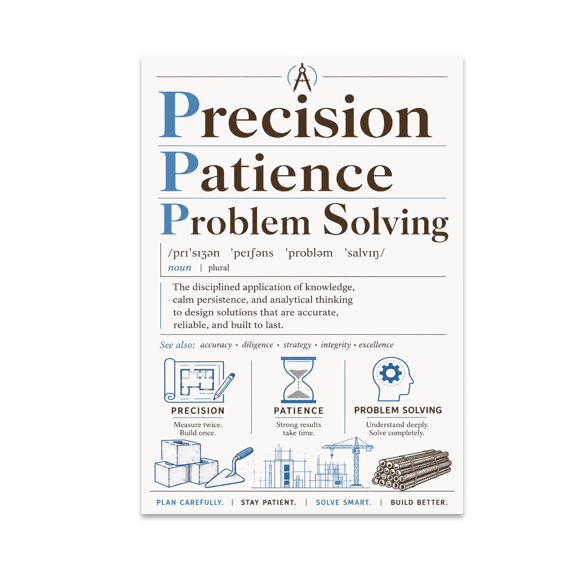 Precision Patience Problem Solving - Engineering Enthusiast - 13x19 Poster Print