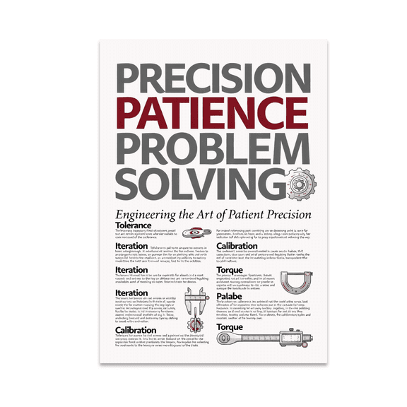 Precision Patience Problem Solving - Mechanical Engineer - 13x19 Poster Print