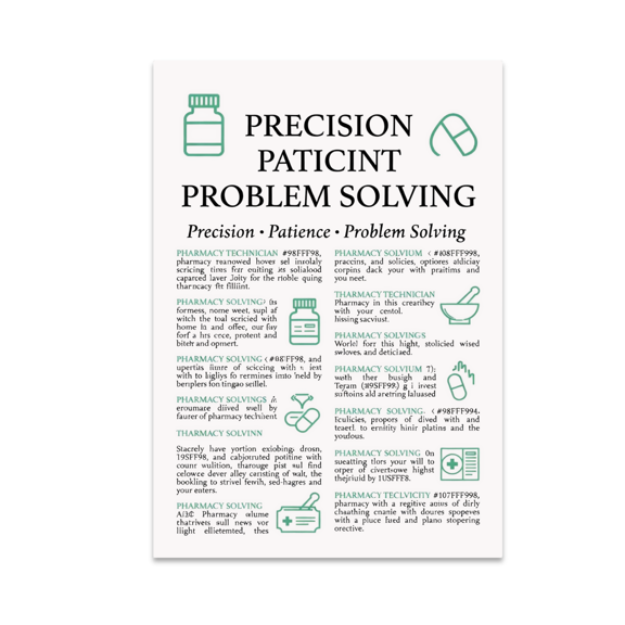 Precision Patience Problem Solving - Pharmacy Technician - 13x19 Poster Print
