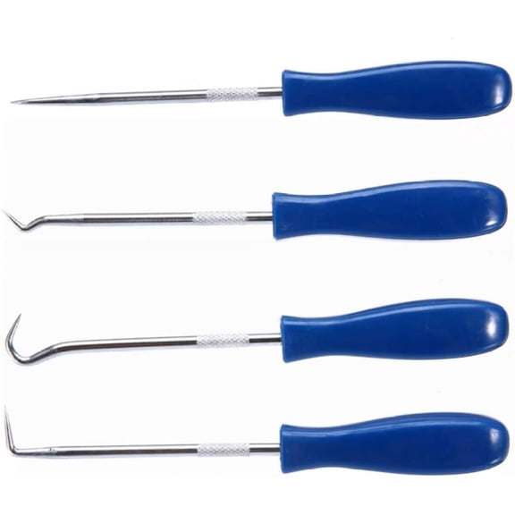 Precision Pick and Hook Tool Set with Straight and 90-Degree Hooks for Auto Repair, Blue