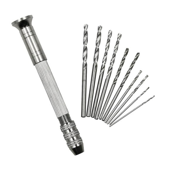 Precision Pin Vise Hand Drill with Drill Bits Set of 11 Pieces Rotary Tools for Models and Hobby