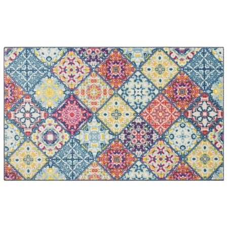 Precision Printed Kitchen Rug, Moroccan Tile Blue, 2' x 3' 4"