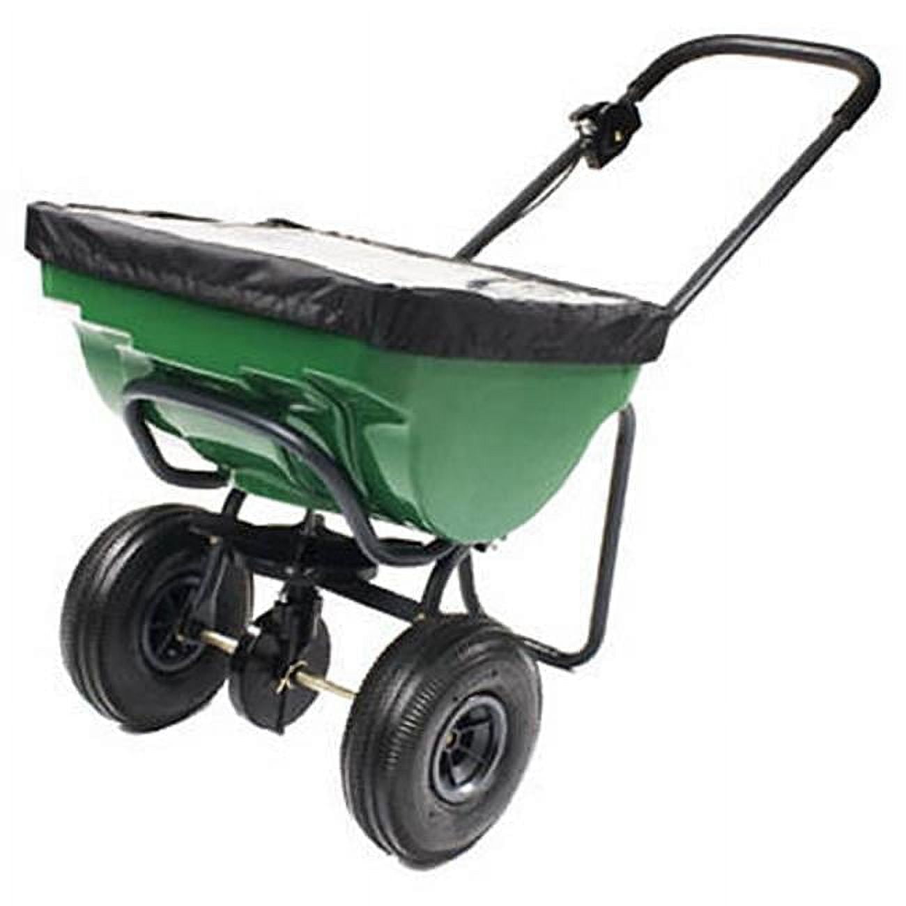 Green Polypropylene 100 Lb Broadcast Spreader with Pneumatic Wheels