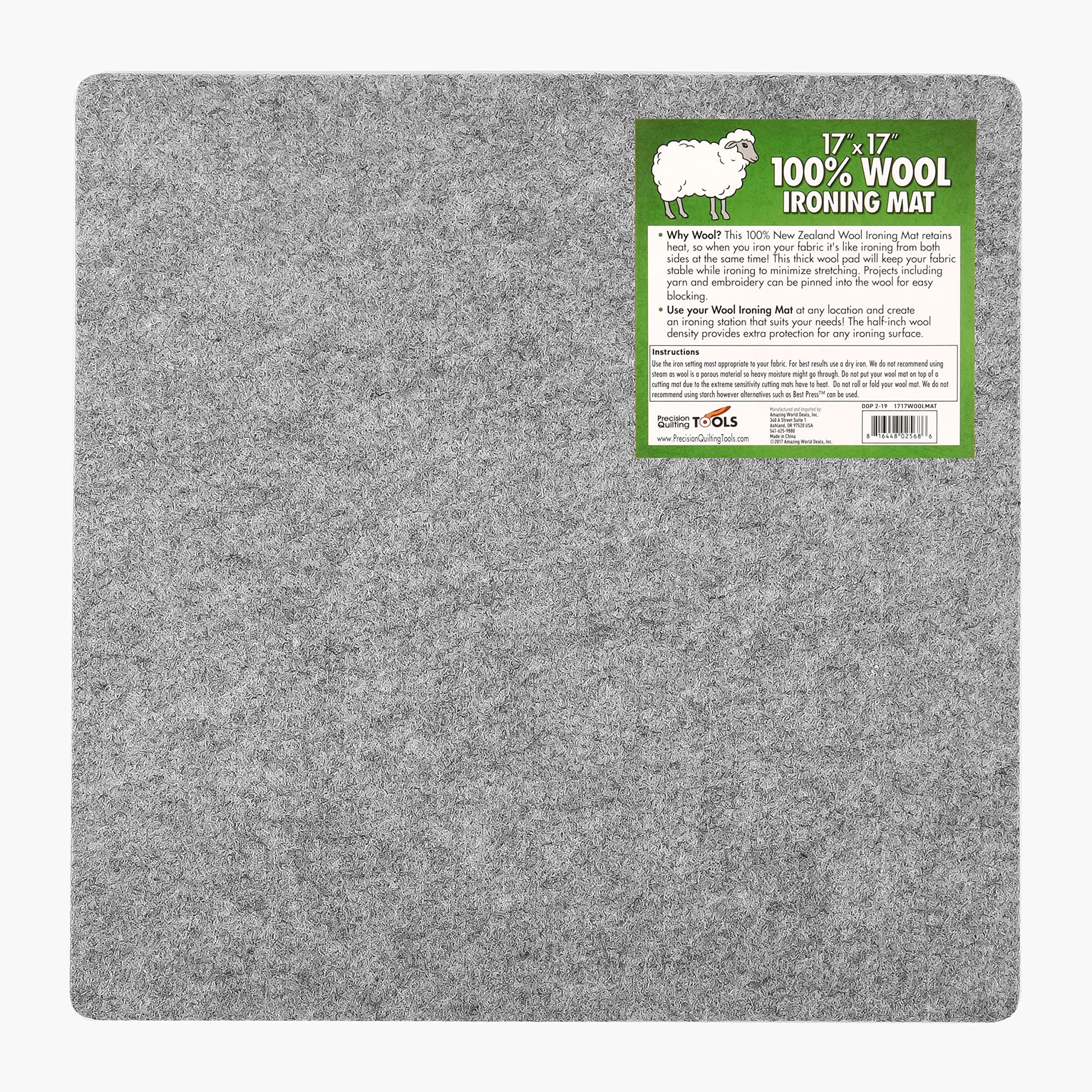 Precision Quilting Tools Wool Iron Mat, 17"x17", Portable