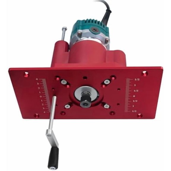 Precision Router Lift, Router Lift and Woodworking Router Table Insert Plate Lift Base Kit Tenoning Slotting Chamfering DIY Woodworking Tools for 46-65.5mm Diameter Motors (Red)