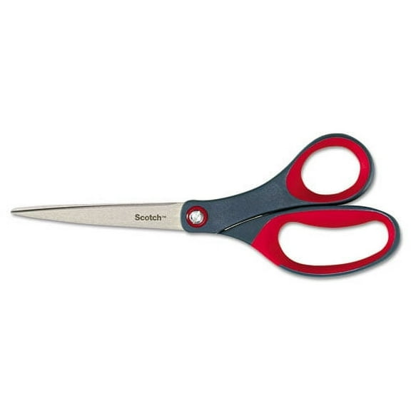Precision Scissors, 8" Long, 3.13" Cut Length, Gray/red Straight Handle | Bundle of 2 Each
