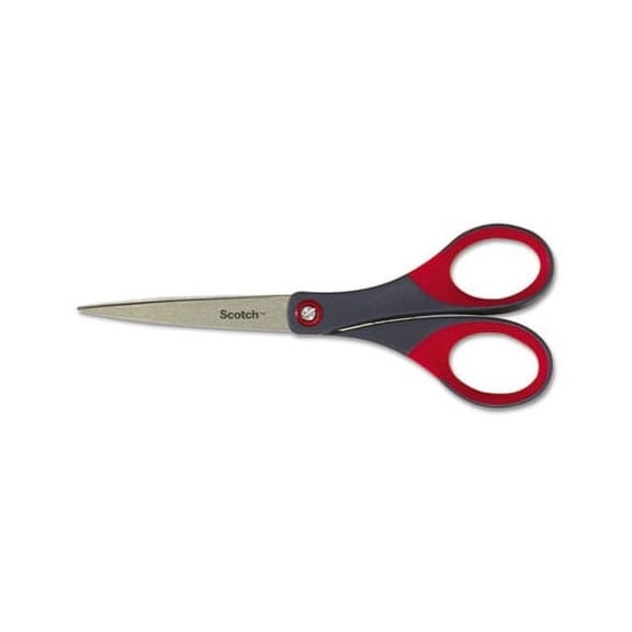 Precision Scissors Pointed Tip, 7" Long, 2.5" Cut Length, Gray/Red Straight Handle