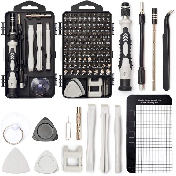 Precision Screwdriver Set, 122 in 1 Electronics Magnetic Repair Tool Kit with Case for Repair Computer, iPhone, PC, Cellphone, Laptop, Nintendo, PS4, Game Console, Watch, Glasses etc (Grey)