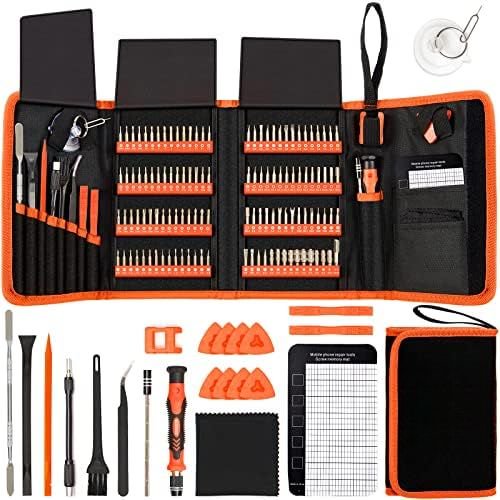 Precision Screwdriver Set 142-Piece Electronic Repair Tool Kit with Torx T5 T6 T8 T15, Triwing Y000, Star P5, Gamebit, Tech Toolkit for Computer, Laptop, iPhone, Nintendo, PS5, Ring, Orange