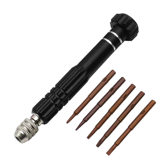 Precision Screwdriver Set, 1pc Aluminum Handle Mini Repair Tool with 5 Interchangeable Bits for Electronics Maintenance
