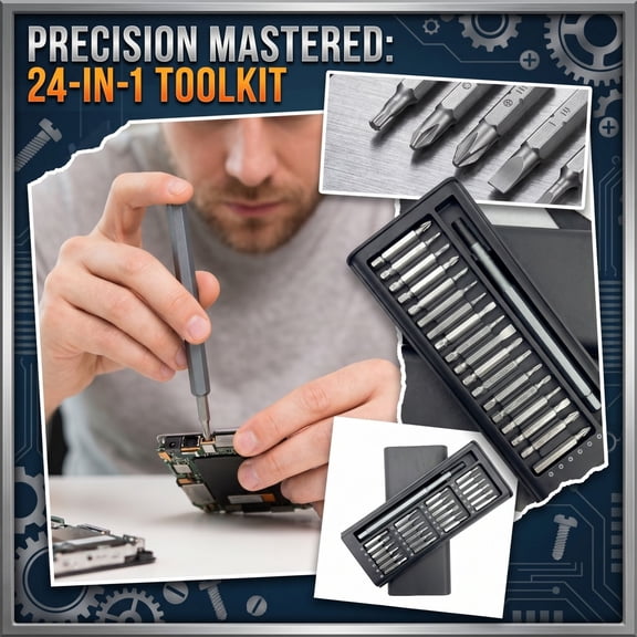 Precision Screwdriver Set  24-in-1 Magnetic Tool Kit with Hardened Steel Bits for Electronics, Phones, Laptops, Eyeglasses, Game Consoles, Home Repair