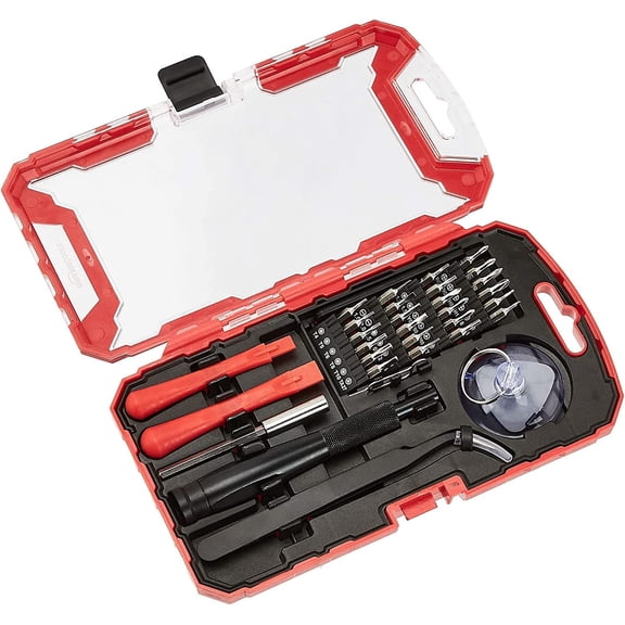Precision Screwdriver Set, 32-Piece Electronics Repair Tool Kit for Laptops, Smartphones, Eyeglasses, Watches, Magnetic Tip, Red