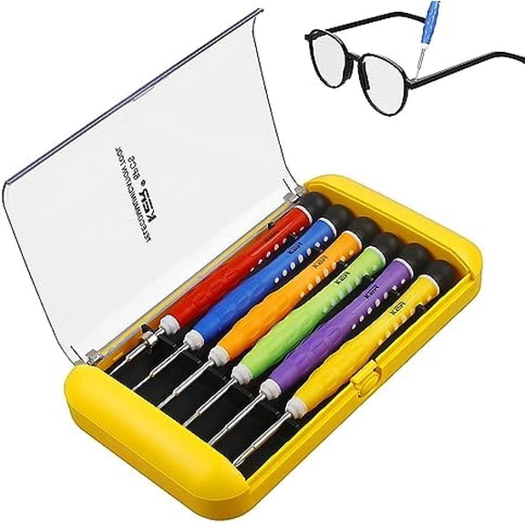 Precision Screwdriver Set of 6, Mini Screw Driver Professional Repair Tool Kit for Eyeglass, Glasses, Sunglasses, Electronics, Small Toys, PC, Clock and Watch (yellow)$$Tools & Hardware Other
