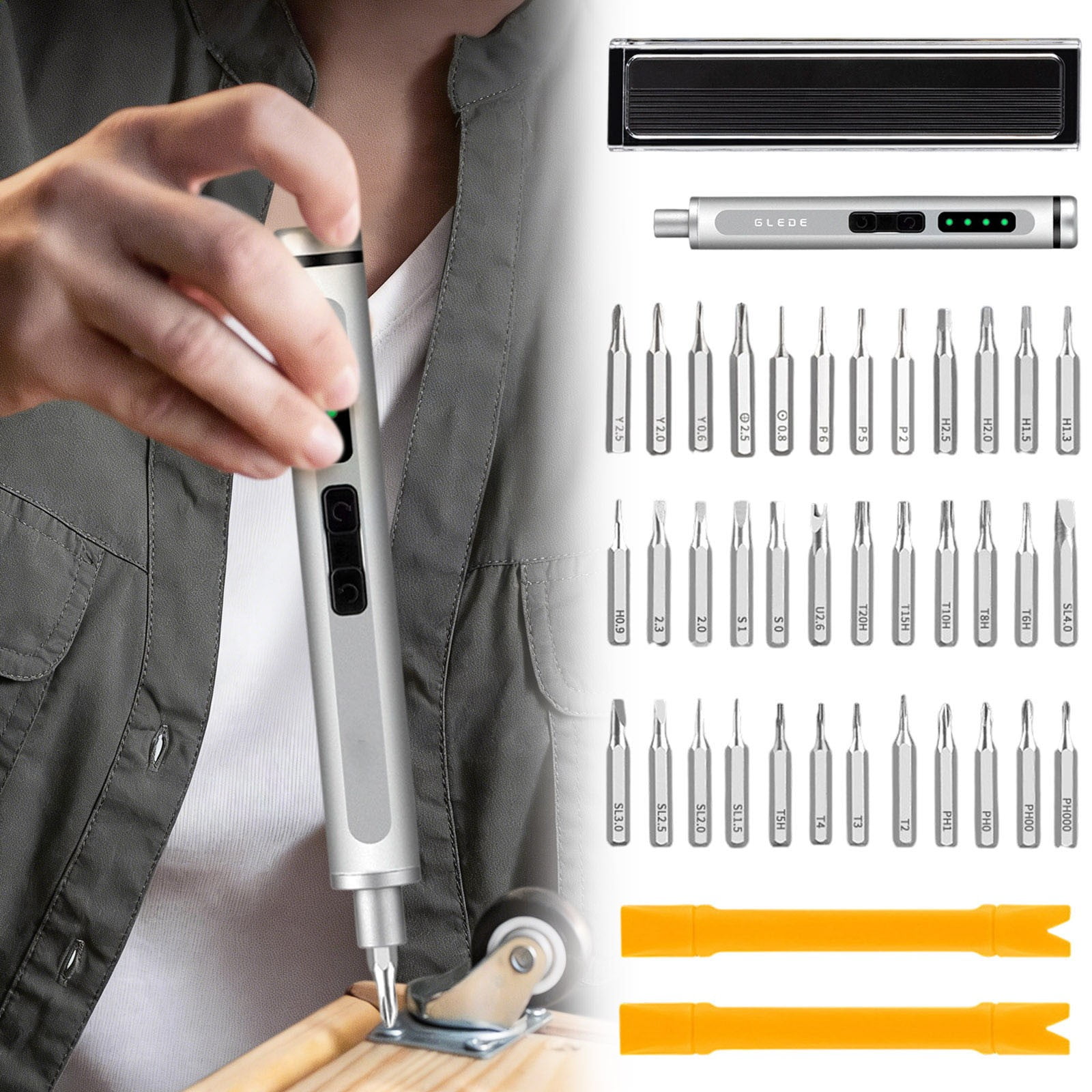 Magnetic Screwdriver Bit Organizer Holder With 28 Drill Bits - Fits 1/16" To 1/4" Hex Shank Bits, Denture Drill Bit Storage Case (Red) - View #10