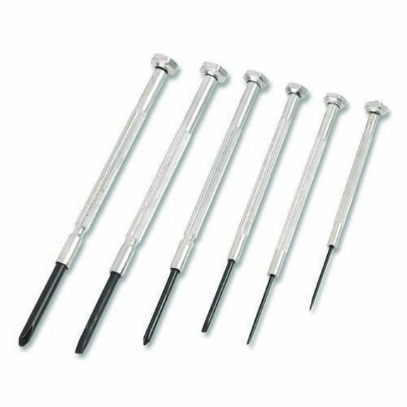 Precision Screwdriver Set, Six-Piece, Phillips/Slotted, Assorted Lengths, Polished Steel Handles | Bundle of 2