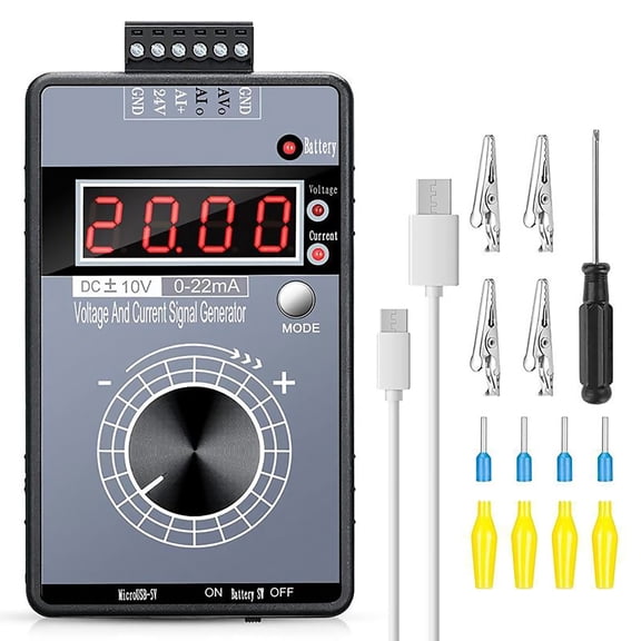 Precision Signal Generator 0-10V/0-22mA Output, Aluminum Alloy Knob for Testing Debugging Electronic Devices