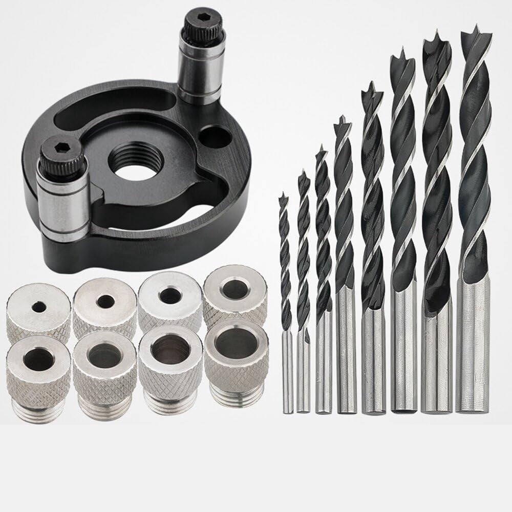 Precision Single Hole Positioning Puncher Versatile Woodworking Tool with 6mm 8mm 10mm Drill Bit Set Adaptive Center Punching Essential for DIY Crafts and Professional Woodworking