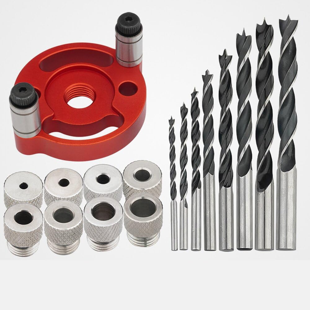 Precision Single Hole Positioning Puncher Versatile Woodworking Tool with 6mm 8mm 10mm Drill Bit Set Adaptive Center Punching Essential for DIY Crafts and Professional Woodworking