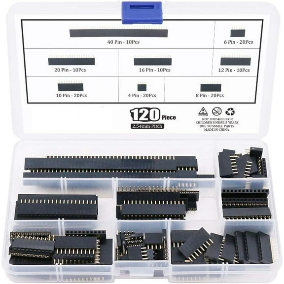 Straight Single Row PCB Board Connectors, Adaptor Set For 2.54mm Pitch Wire Connecting, High-Quality Female Pin Header Assortment Kit