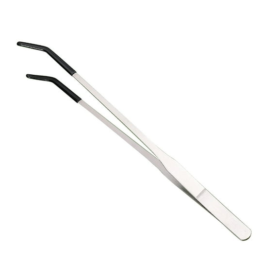 Precision Stainless Steel Curved Tweezers with Non-Slip Tips for Electronics, Jewelry, Crafts, and Laboratory Use, 6.3 Inch